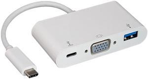 Nippon Labs USB 3.1 Type-C to USB 3.0 / VGA / Type-C Charging Hub, Supports 1920 x 1200 @ 60Hz, White Charging Adapter, 30UC-CVGAU3C