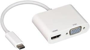 Nippon Labs USB 3.1 Type-C to HDMI + VGA Adapter, White, Type-C Converter, 30UC-CHMVGA