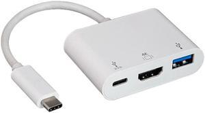 Nippon Labs USB 3.1 Type-C to USB 3.0 Type-A / HDMI / Type-C Hub, Supports 4K x 2K @ 30Hz, White Charging Adapter, 30UC-CHMU3C