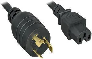 Nippon Labs L6-20P / C15 High Voltage / High Current Power Cord, NEMA L6-20P to IEC-60320-C15, SJT, 14 AWG., 15A, 250V, Black 8 ft. Power Cable