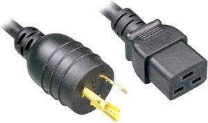 Nippon Labs L6-20P / C19 High Voltage / High Current Power Cord, NEMA L6-20P to IEC-60320-C19, SJT, 12 AWG., 20A, 250V, Black 15 ft. Power Cable