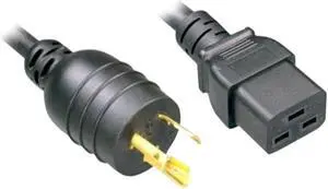 Nippon Labs L6-20P / C19 High Voltage / High Current Power Cord, NEMA L6-20P to IEC-60320-C19, SJT, 12 AWG., 20A, 250V, Black 8 ft. Power Cable