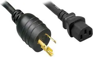 Nippon Labs L6-20P / C13 High Voltage / High Current Power Cord, NEMA L6-20P to IEC-60320-C13, SJT, 14 AWG., 15A, 250V, Black 8 ft. Power Cable