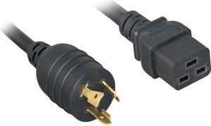 Nippon Labs L5-20P / C19 High Voltage / High Current Power Cord, NEMA L5-20P to IEC-60320-C19, SJT, 12 AWG., 20A, 125V, Black 25 ft. Power Cable