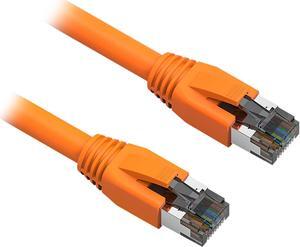 Nippon Labs Cat8 RJ45 50FT Ethernet Patch Internet Network LAN Cable, Indoor/Outdoor, 24AWG, Shielded Latest 40Gbps 2000Mhz, Weatherproof S/FTP for Router, PS4, PS5, Xbox, PoE, Switch, Modem (Orange)