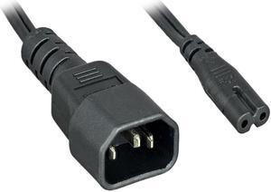 Nippon Labs Model 30POW-10W1-C14C7-02 2 ft. 18 AWG C14 To C7, SPT-2,10A, IEC-60320-C14 to IEC-60320-C7 Black Power Adapter Cable