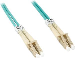 10Gb Fiber Optic Cable, OM3 LC/LC, Multi Mode, Duplex (50/125 Type) - Aqua  - Monoprice® - 3m