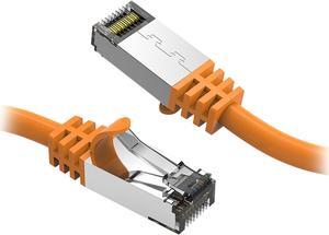 Nippon Labs Cat8 RJ45 3ft Ethernet Patch Internet Network LAN Cable, In/Outdoor, 26AWG, Shielded Latest 40Gbps 2000MHz, Weatherproof S/ftP -in Wall, Outdoor for Gaming/Router/Modem/PC/Switch (Orange)