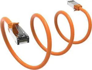 Nippon Labs Cat8 RJ45 10ft Ethernet Patch Internet Network LAN Cable, In/Outdoor, 26AWG, Shielded Latest 40Gbps 2000MHz, Weatherproof S/ftP -in Wall, Outdoor for Gaming/Router/Modem/PC/Switch (Orange)