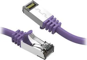 Nippon Labs Cat8 RJ45 0.5ft Ethernet Patch Internet Network LAN Cable, In/Outdoor, 26AWG, Shielded Latest 40Gbps 2000MHz, Weatherproof S/ftP -in Wall, Outdoor for Gaming/Router/Modem/PC/Switch(Purple)