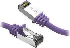 Nippon Labs Cat8 RJ45 4ft Ethernet Patch Internet Network LAN Cable, In/Outdoor, 26AWG, Shielded Latest 40Gbps 2000MHz, Weatherproof S/ftP -in Wall, Outdoor for Gaming/Router/Modem/PC/Switch (Purple)