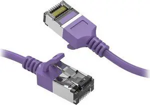 Nippon Labs 60CAT8-5-30PU Cat8 Ethernet Cable 5 feet Cat.8 U/FTP Slim Ethernet Network Cable Purple 30AWG – Latest 40Gbps 2000Mhz RJ45 Patch Cord