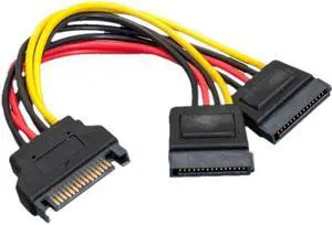 Nippon Labs 6 inches SATA 15-Pin Male to SATA 15-Pin Female x 2  Power Y Cable - 30POW-11W3-S6200-6IN