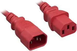 Nippon Labs 14 AWG IEC320 C13/C14 Power Extension Cable, SJT, 15A/250V, IEC-60320-C14 to IEC-60320-C13 Red, 3ft. Power Cord