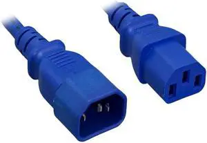 Nippon Labs 14 AWG IEC320 C13/C14 Power Extension Cable, SJT, 15A/250V, IEC-60320-C14 to IEC-60320-C13 Blue, 2ft. Power Cord