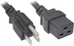 Nippon Labs 14 AWG NEMA 5-15P to C19 Power Cord, SJT, 15A/125V, NEMA 5-15P to IEC-60320-C19, Black 3ft. Power Cable
