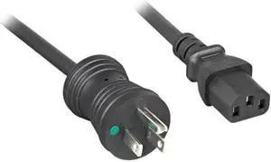 Nippon Labs 16 AWG Hospital Grade Power Cord, NEMA 5-15PHG to IEC-60320-C13, SJT, 13A/125V, Black 3ft. Power Cord