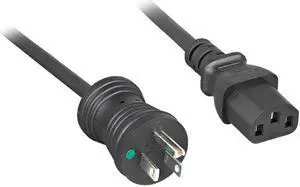 Nippon Labs 18 AWG Hospital Grade Power Cord, NEMA 5-15PHG to IEC-60320-C13, SJT, 10A/125V, Black 3ft. Power Cord