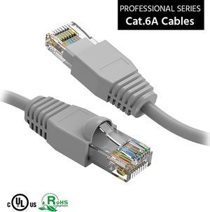 Nippon Labs 3Ft Cat6A UTP Ethernet Network Booted Cable, 24AWG 3 Feet Gigabit LAN Network Cable RJ45 High Speed Patch Cable, Gray, 60CAT6A-3GY