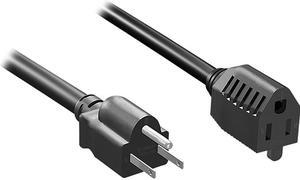 Nippon Labs 14 AWG NEMA 5-15P to NEMA 5-15R Power Extension Cable, SJT, 15A/125V, Black 3ft.Power Cord