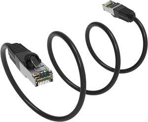 Nippon Labs Cat7 Shielded (SSTP) 600MHz Ethernet Network Booted Cable, 26AWG 15 Feet Gigabit LAN Network Cable RJ45 High Speed Patch Cable, Black, 60CAT7-15BK