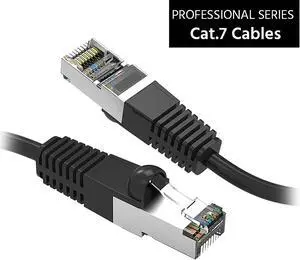 Nippon Labs Cat7 Shielded (SSTP) 600MHz Ethernet Network Booted Cable, 26AWG 40 Feet Gigabit LAN Network Cable RJ45 High Speed Patch Cable, Black, 60CAT7-40BK