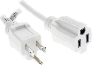 Nippon Labs 12Ft 16/3 SJTW White Power Extension Cord White Plug, Water Resistant Outdoor Power Extension Cable, 60POW-EXT-12WT