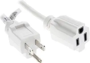 Nippon Labs 15Ft 16/3 SJTW White Power Extension Cord White Plug, Water Resistant Outdoor Power Extension Cable, 60POW-EXT-15WT
