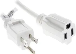 Nippon Labs 6Ft 16/3 SJTW White Power Extension Cord White Plug, Water Resistant Outdoor Power Extension Cable, 60POW-EXT-6WT