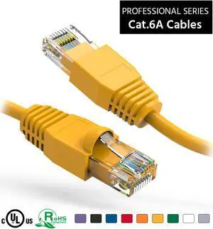 Nippon Labs 20Ft Cat6A UTP Ethernet Network Booted Cable, 24AWG 20 Feet Gigabit LAN Network Cable RJ45 High Speed Patch Cable, Yellow, 60CAT6A-20YW