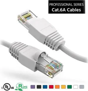 Nippon Labs 25Ft Cat6A UTP Ethernet Network Booted Cable, 24AWG 25 Feet Gigabit LAN Network Cable RJ45 High Speed Patch Cable, White, 60CAT6A-25WT