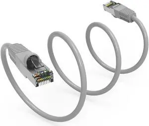 Nippon Labs Cat7 Shielded (SSTP) 600MHz Ethernet Network Booted Cable, 26AWG 15 Feet Gigabit LAN Network Cable RJ45 High Speed Patch Cable, Gray, 60CAT7-15GY
