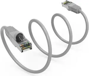 Nippon Labs Cat7 Shielded (SSTP) 600MHz Ethernet Network Booted Cable, 26AWG 1 Feet Gigabit LAN Network Cable RJ45 High Speed Patch Cable, Gray, 60CAT7-1GY