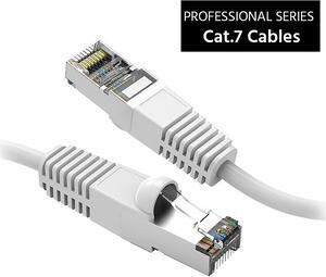 Nippon Labs Cat7 Shielded (SSTP) 600MHz Ethernet Network Booted Cable, 26AWG 1 Feet Gigabit LAN Network Cable RJ45 High Speed Patch Cable, White, 60CAT7-1WT