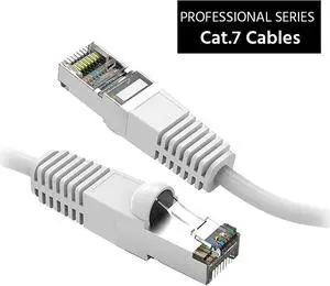 Nippon Labs Cat7 Shielded (SSTP) 600MHz Ethernet Network Booted Cable, 26AWG 2 Feet Gigabit LAN Network Cable RJ45 High Speed Patch Cable, White, 60CAT7-2WT