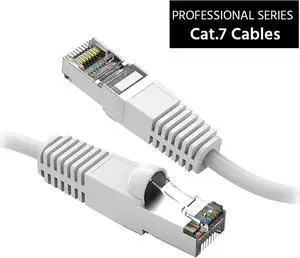 Nippon Labs Cat7 Shielded (SSTP) 600MHz Ethernet Network Booted Cable, 26AWG 4 Feet Gigabit LAN Network Cable RJ45 High Speed Patch Cable, White, 60CAT7-4WT