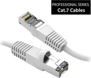 Nippon Labs Cat7 Shielded (SSTP) 600MHz Ethernet Network Booted Cable, 26AWG 10 Feet Gigabit LAN Network Cable RJ45 High Speed Patch Cable, White, 60CAT7-10WT