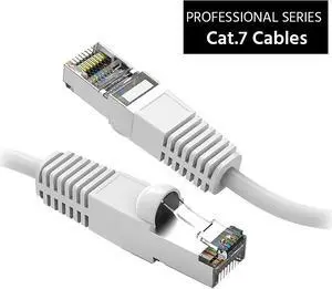 Nippon Labs Cat7 Shielded (SSTP) 600MHz Ethernet Network Booted Cable, 26AWG 12 Feet Gigabit LAN Network Cable RJ45 High Speed Patch Cable, White, 60CAT7-12WT