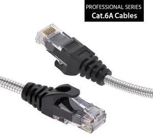 Nippon Labs 25FT CAT.6A Patch Cable Armored Anti-Rodent Slim Cables, 28AWG 25 Feet Gigabit LAN Network Cable RJ45 High Speed Ethernet Cable 60CAT6A-25-28AM