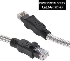 Nippon Labs 60CAT6A-65-24AM 65FT CAT.6A Patch Cable Armored Anti-Rodent Cables, 24AWG 65 Feet Gigabit LAN Network Cable RJ45 High Speed Ethernet Cable