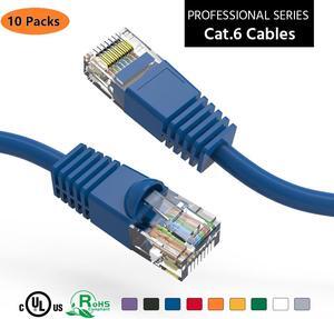 Nippon Labs 10-Pack Cat6 15FT UTP Ethernet Network Booted Cable - Blue- 5 ft. - 24AWG RJ45 Enhanced Cat 6 Patch Cable 60CAT6-15BL-10P(15FT 10 Pack Blue)