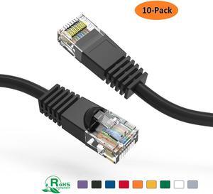 Nippon Labs (10 Pack) Cat5E 10FT UTP Ethernet Network Booted Cable - Black - 10 ft. - 24AWG RJ45 Enhanced Cat5E Patch Cable (10FT 10 Pack Black)