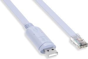 Nippon Labs USB 2.0 Type A Male / RJ45 Male 8P8C Console Cable Periwinkle Blue, Type A Male to RJ45 Male 6FT. Cable