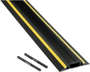 D-Line Floor Cord Cover / Cord Protector - FC83H/9M Medium Duty, Linkable | Protect Cords and Prevent a Trip Hazard | 30 FT Length - Cable Cavity 1 3/16” (W) x 3/8” (H) | Black and Yellow