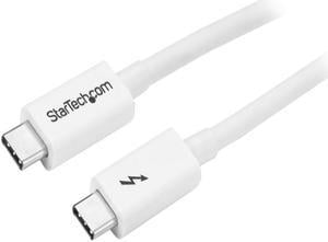 StarTech.com TBLT3MM1MW Thunderbolt 3 Cable – 3 ft / 1m – White – 4K 60Hz – USB C Charger – USB C to USB C Cable – USB-C Charge Cable