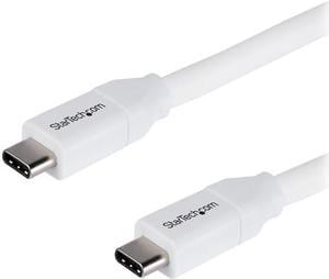StarTech.com USB2C5C2MW USB C to USB C Cable - 6 ft / 2m - 5A PD - M/M - White - USB 2.0 - USB-IF Certified - USB Type C Cable - USB C Charging Cable