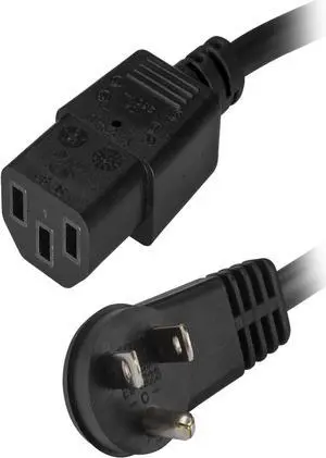StarTech.com PXTR10110 Power Cord - 10 ft / 3m - NEMA 5-15P to C13 Power Cord - Right Angle - Computer Power Cord - Power Cable - Power Supply Cord