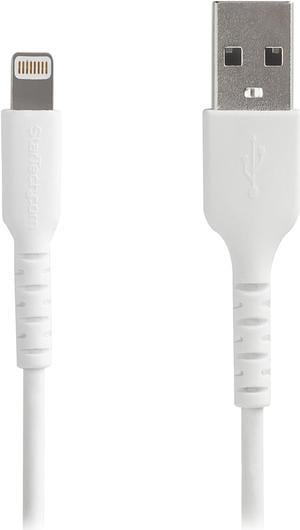 StarTech.com RUSBLTMM2M USB to Lightning Cable - 6.6 ft / 2m - MFi Certified Lightning Cable - Heavy Duty Lightning Cable - White