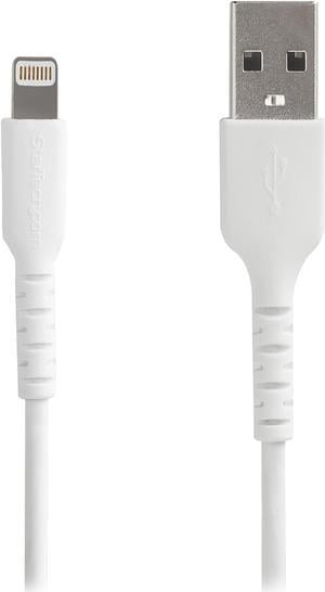 StarTech.com 1m USB A to Lightning Cable - Durable White USB Type A to Lightning Connector Charge and Sync Charger Cord - Rugged w/Aramid Fiber - Apple MFI Certified - iPad Air iPhone 11 (RUSBLTMM1M)