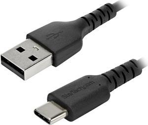 StarTech.com RUSB2AC1MB 1m (3.28 ft.) USB A to USB C Cable - High Quality USB 2.0 Data Transfer & Charge Cable - Male to Male - Aramid Fiber - Black (RUSB2AC1MB)
